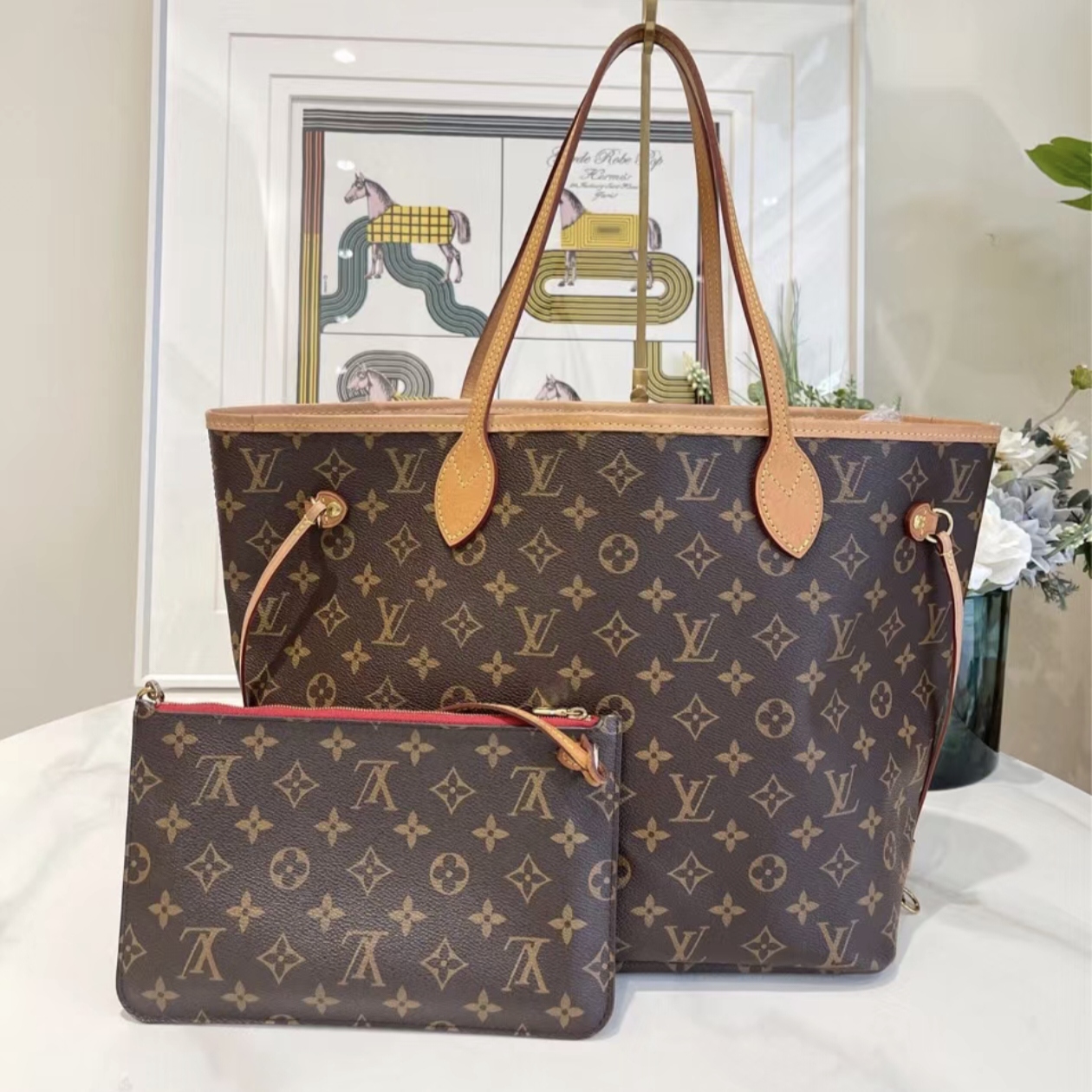 99新 LouisVuitton/路易威登 neverfull中号红内里/无公价/优品