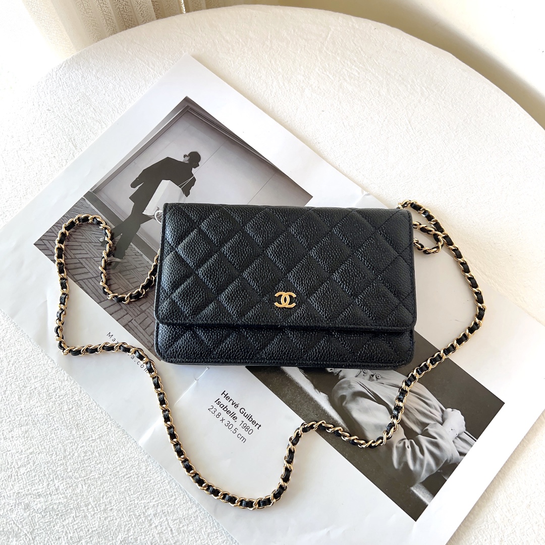 95新 Chanel/香奈儿 98新/chanel发财woc黑金荔枝纹/无公价/甄选