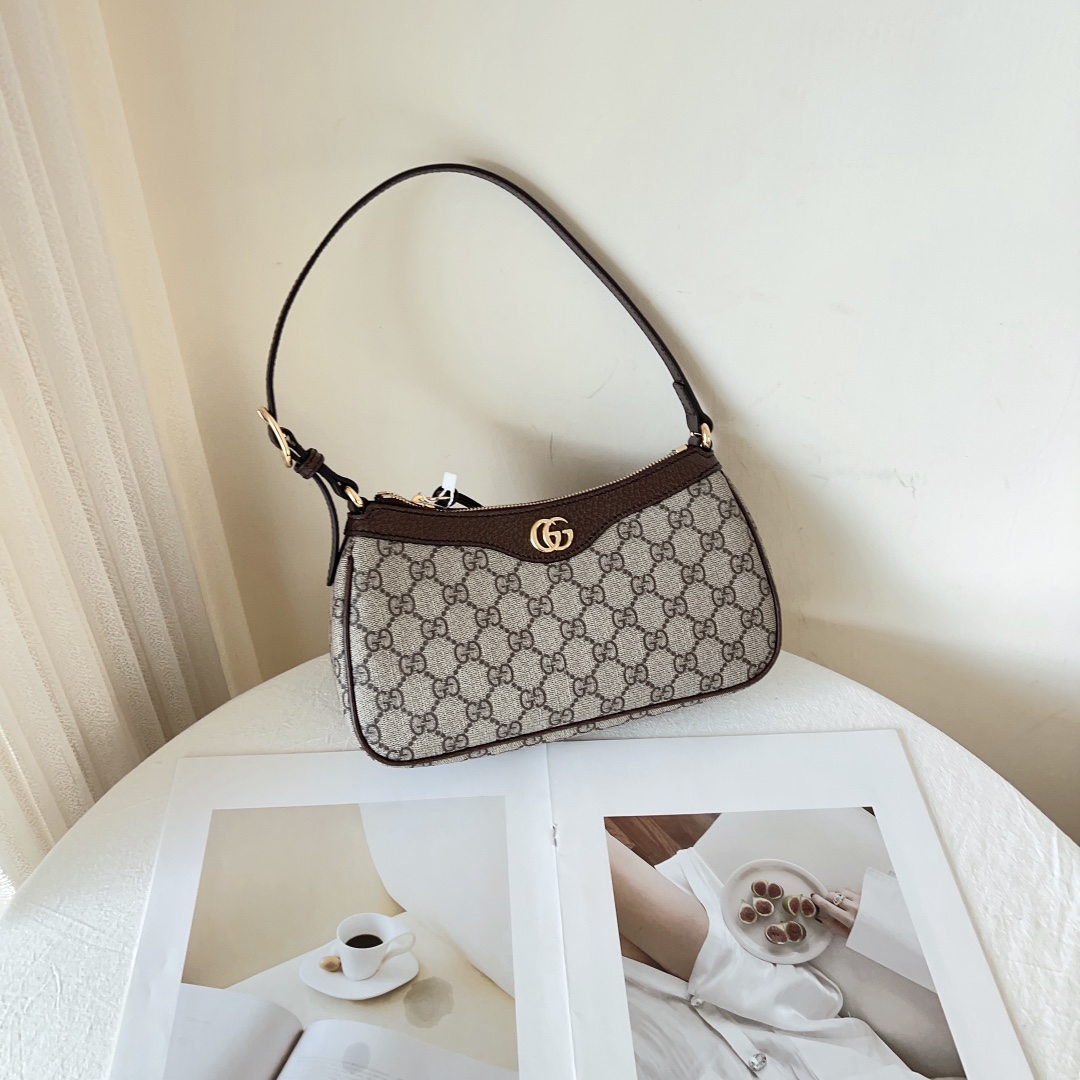 99新 GUCCI/古驰 古驰 op hobo 棕色老花腋下/公价无/甄选