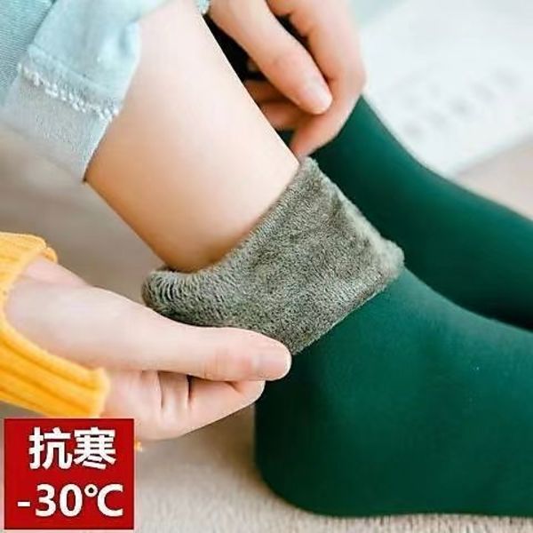加绒雪地袜子冬季保暖加绒袜子男女中筒地板袜居家加绒袜子