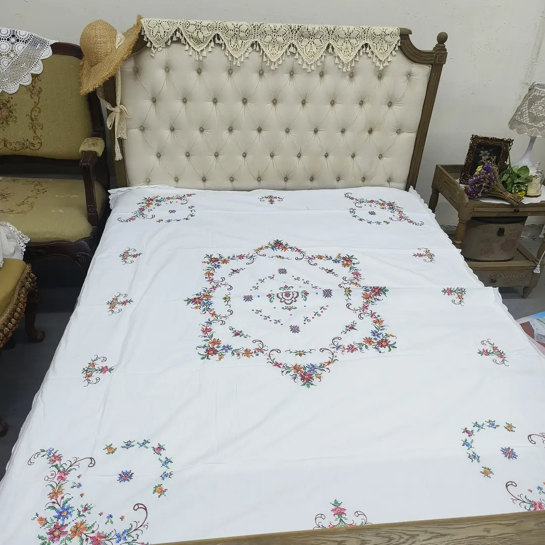 B205 十字绣960D双人被套2×2.3m白色棉质