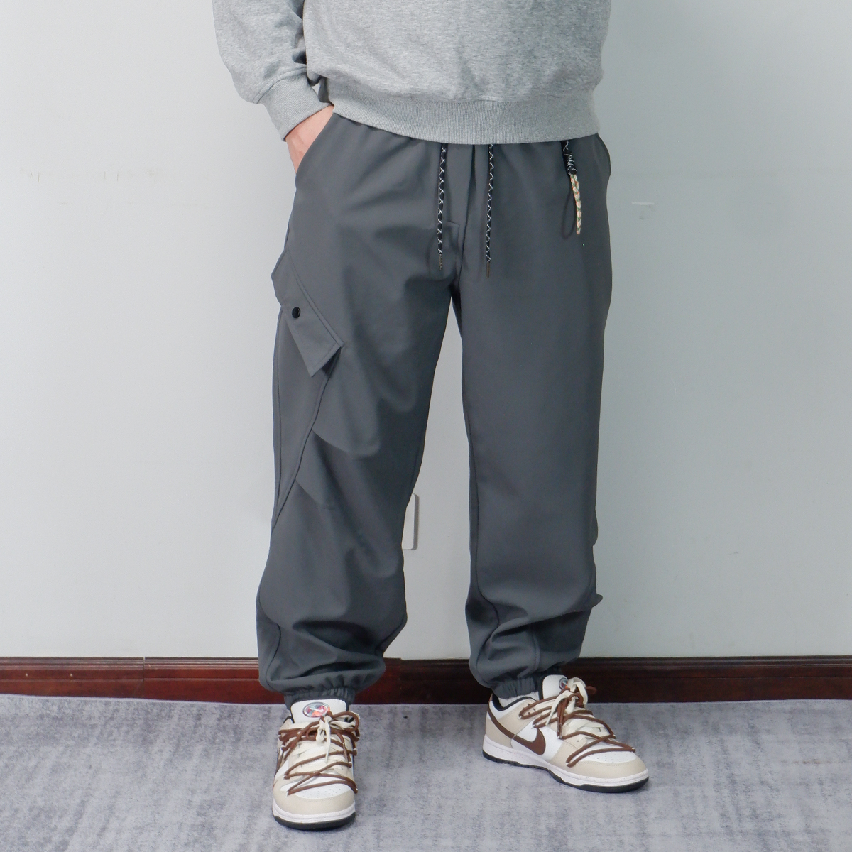 民生铺子户外登山冲锋裤男秋冬季加绒机能风工装裤束脚宽松休闲裤