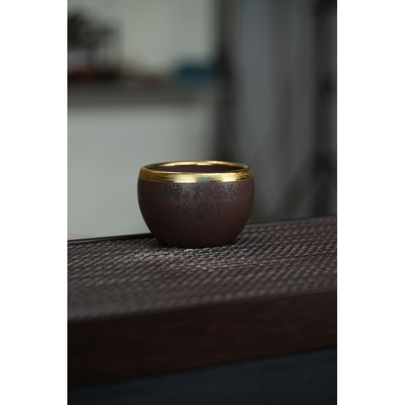 001ZYL宜兴原矿乌泥满刻一百零八将主人杯紫砂