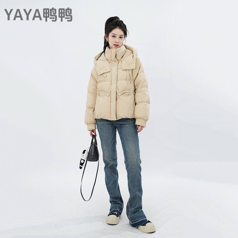 YAYA/鸭鸭秋冬新款90绒女款羽绒服时尚百搭宽松保暖休闲百搭短款