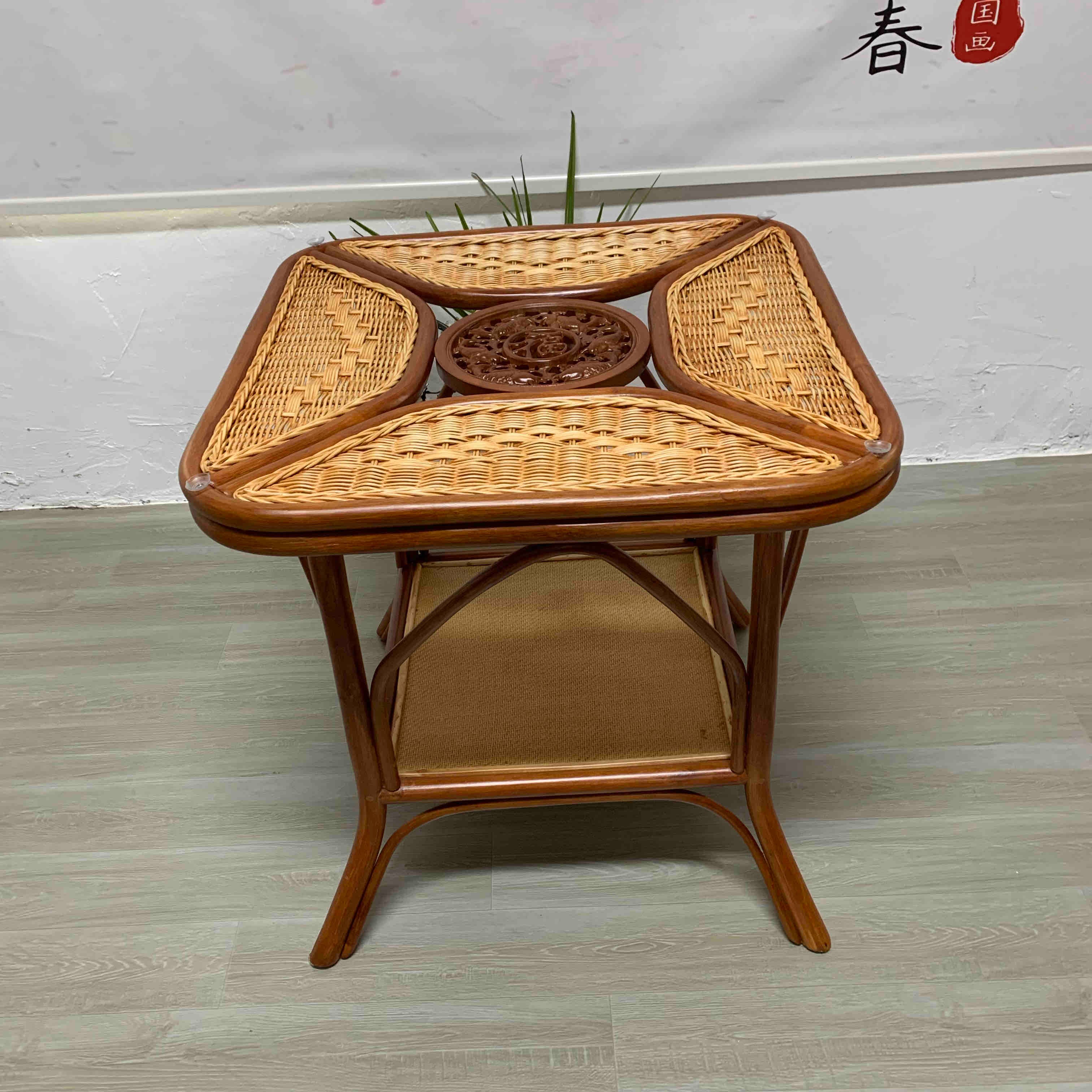 藤桌手工客厅家用禅意单人茶桌椅藤编休闲桌