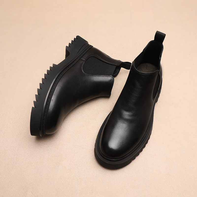 英伦时尚百搭厚底增高商务休闲切尔西靴韩版型男潮流真皮舒适皮靴