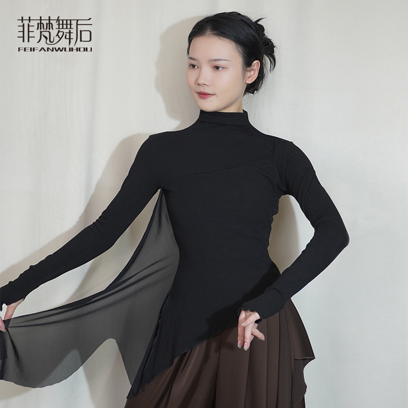 菲梵舞后中国风古典舞蹈练功服装飘纱立领跳舞演出长袖上衣新款女