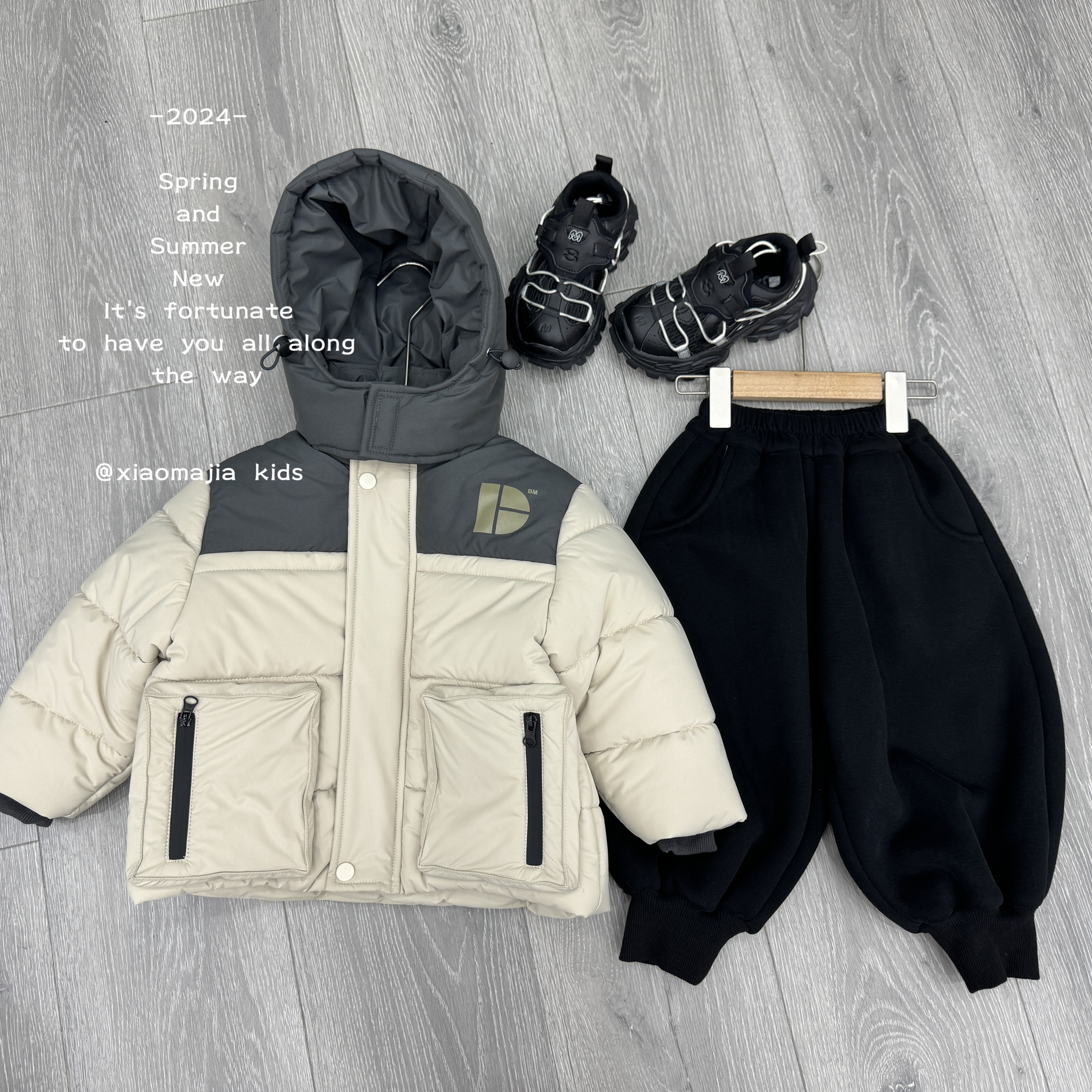 现货-儿童冬季加厚保暖棉服D-3651时尚纯色连帽保暖棉衣外套中性