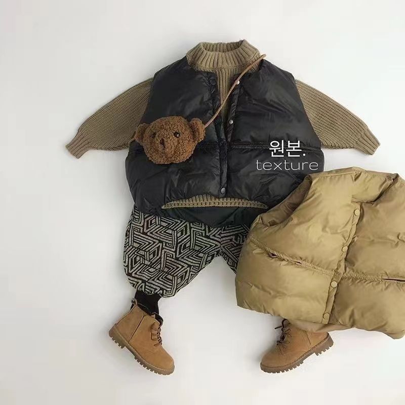 软乎乎的面包马甲~自留韩国男女儿童宽松简约棉马甲宝宝洋气背心