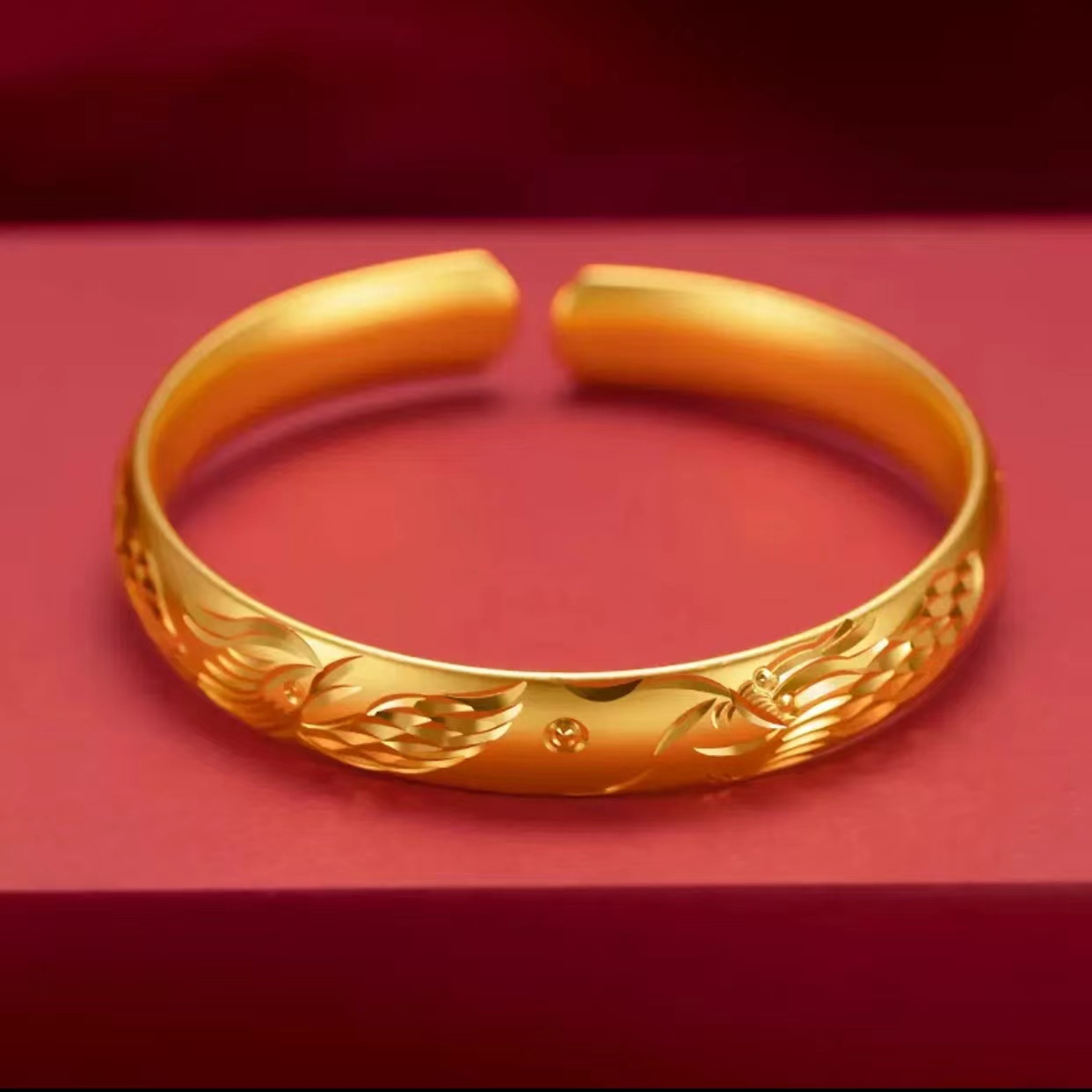 铜合金手镯 铜合金手镯《龙凤10N开口》可调节手镯