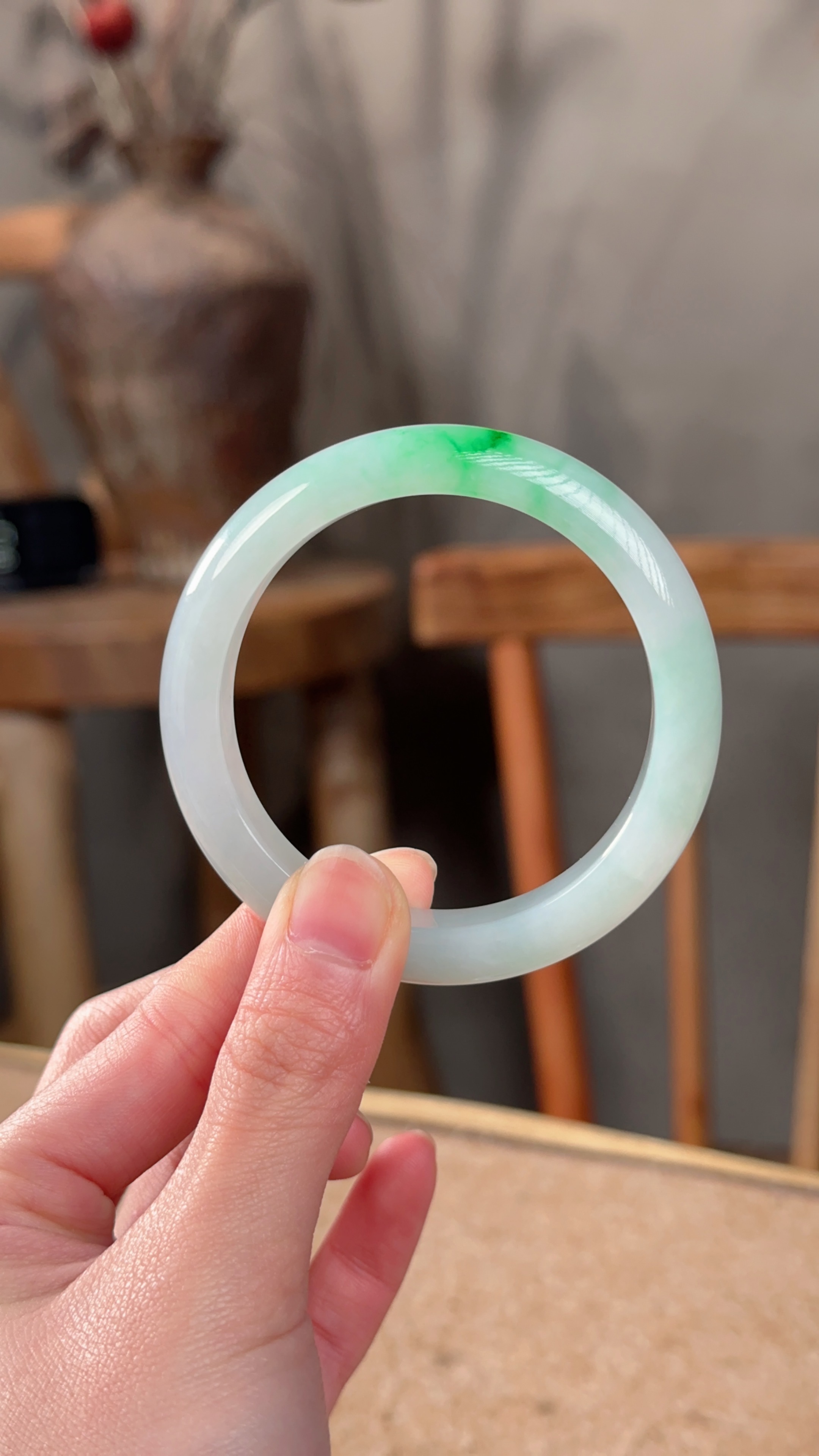 【小爱心飘绿-2】缅甸天然翡翠手镯