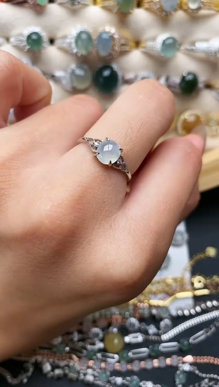 【闪购商品】翡翠戒指银S925镶嵌1111111+10