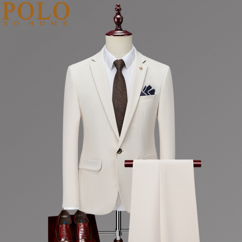 保罗男士西装套装修身高级感西服两件套英伦痞帅休闲正装新郞礼服
