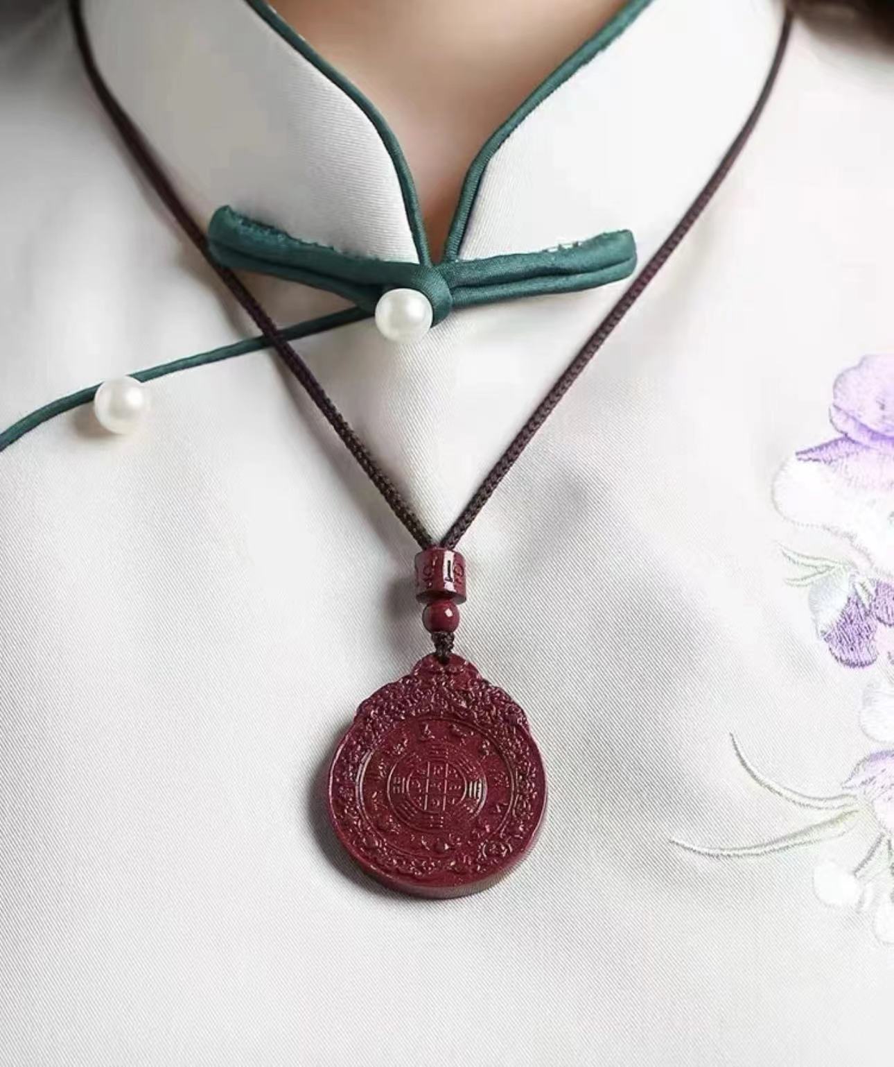 含辰砂工艺品保真朱砂高含量紫金砂九宫八卦男女吊坠项链