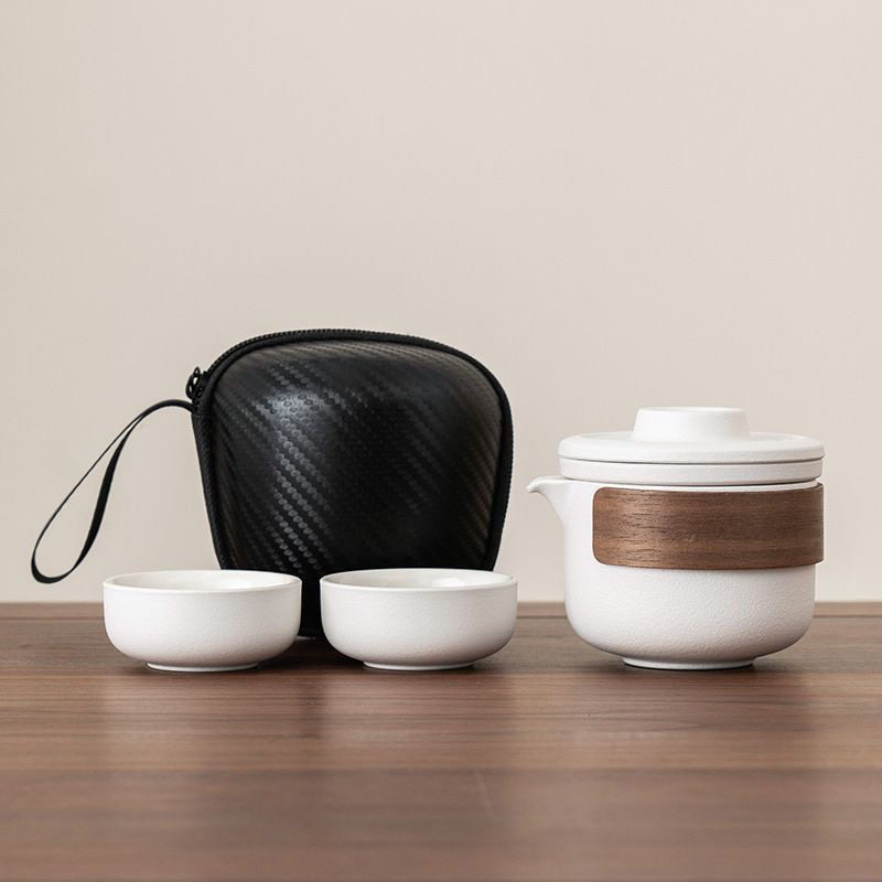 旅行茶具套装新路宝釉手抓白两杯 A10