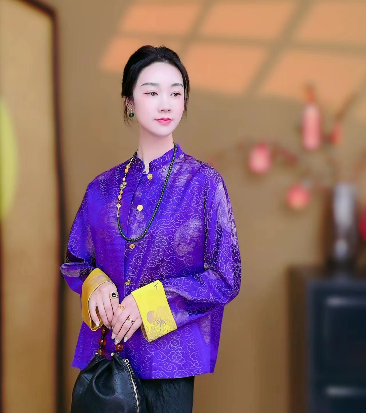 【紫气东来】墨墨家高订新中式桑蚕丝织金提花中国风外套上衣