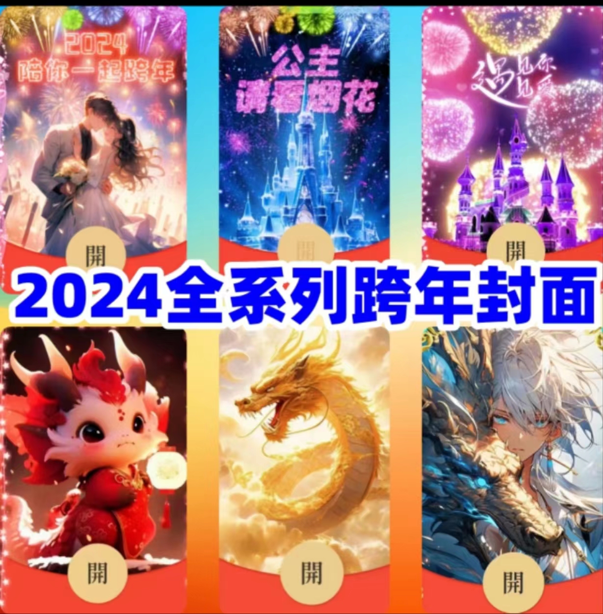 2024新年快乐红包封面龙年暴富主题飞龙过年红包音乐vx皮肤定制
