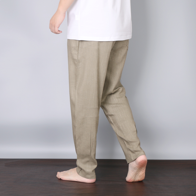 新款棉麻男士休闲裤 宽松舒适亚麻哈伦裤长裤潮流时尚裤子纯色