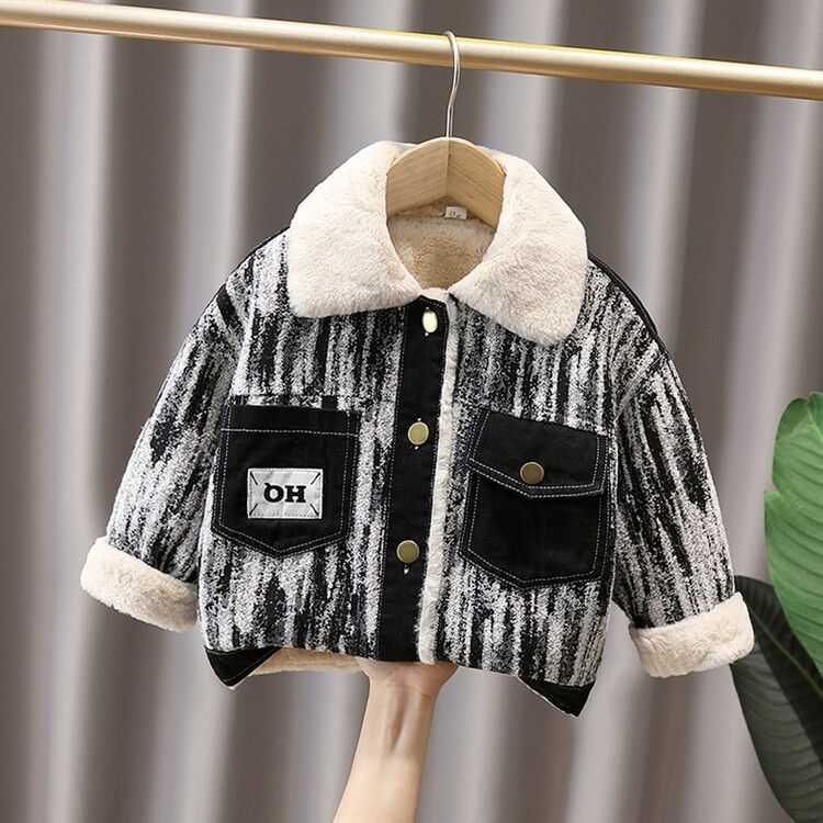 男童加绒牛仔外套儿童加厚牛仔衣秋冬装新款洋气宝宝秋季夹克潮衣