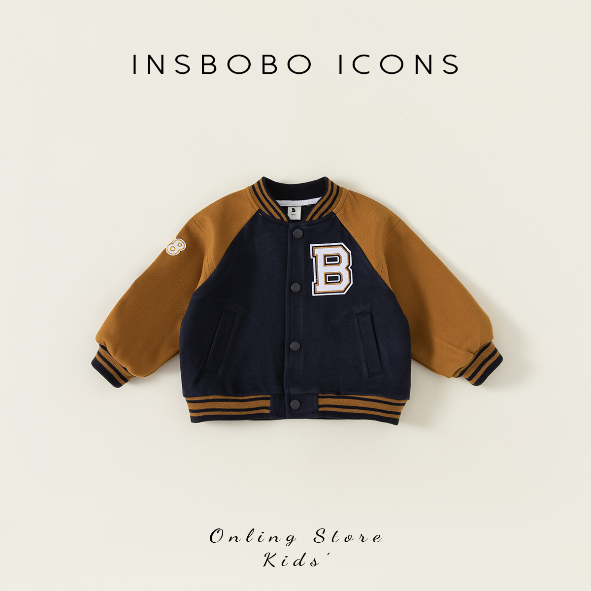 INSbobo男童棒球服宝宝外套美式春季拼色夹克衫休闲潮QY83075