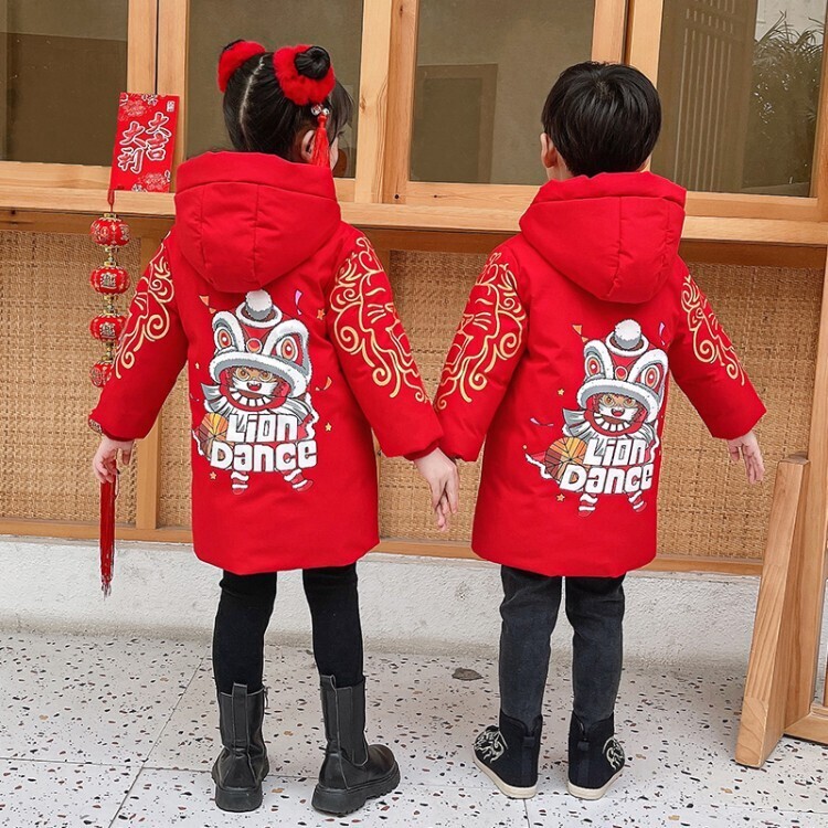 男童唐装棉衣冬装中长款外套新年棉袄汉服中国风儿童棉服拜年服潮