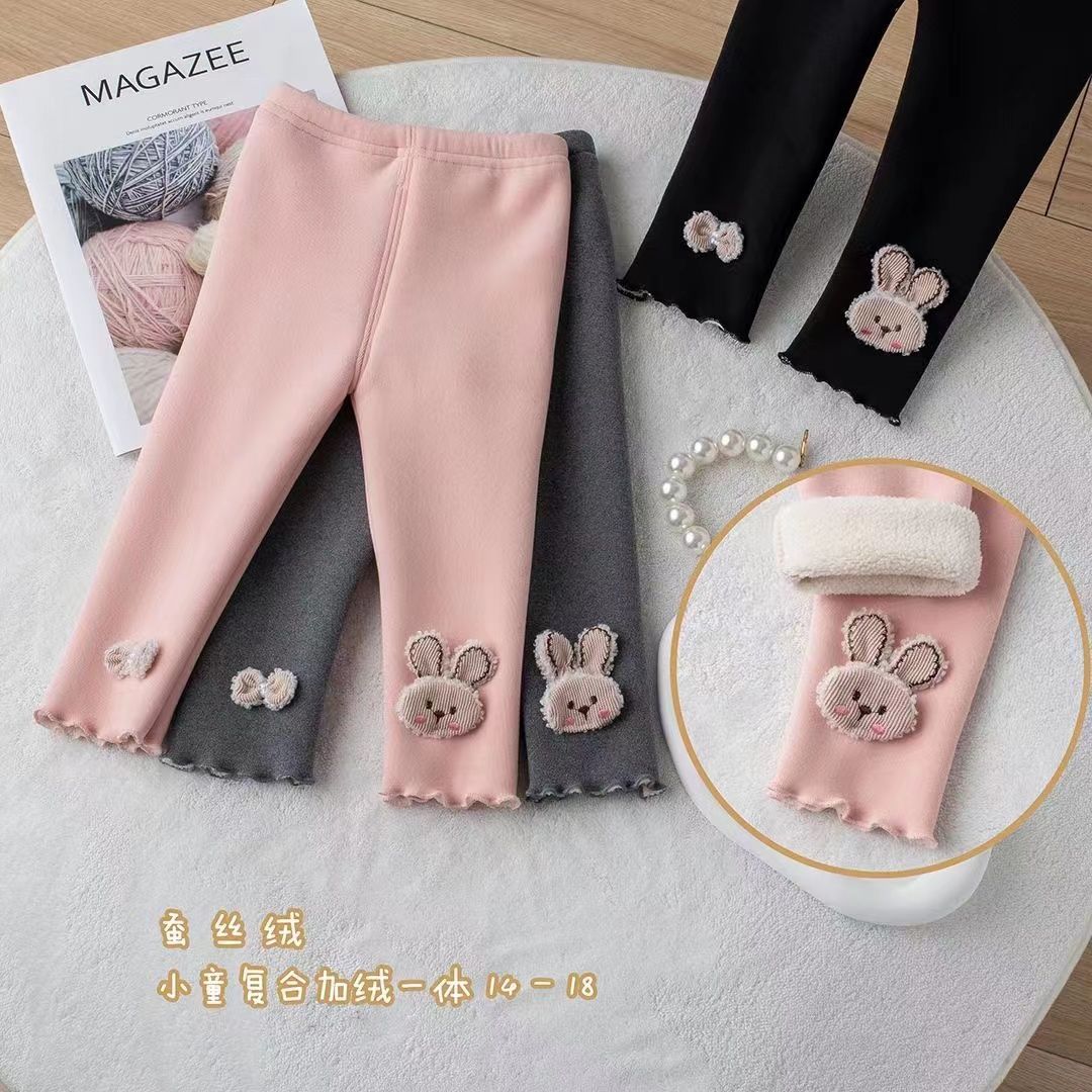 女童一体绒打底裤加绒保暖秋冬裤子男女宝宝外穿长裤0-3岁22新款