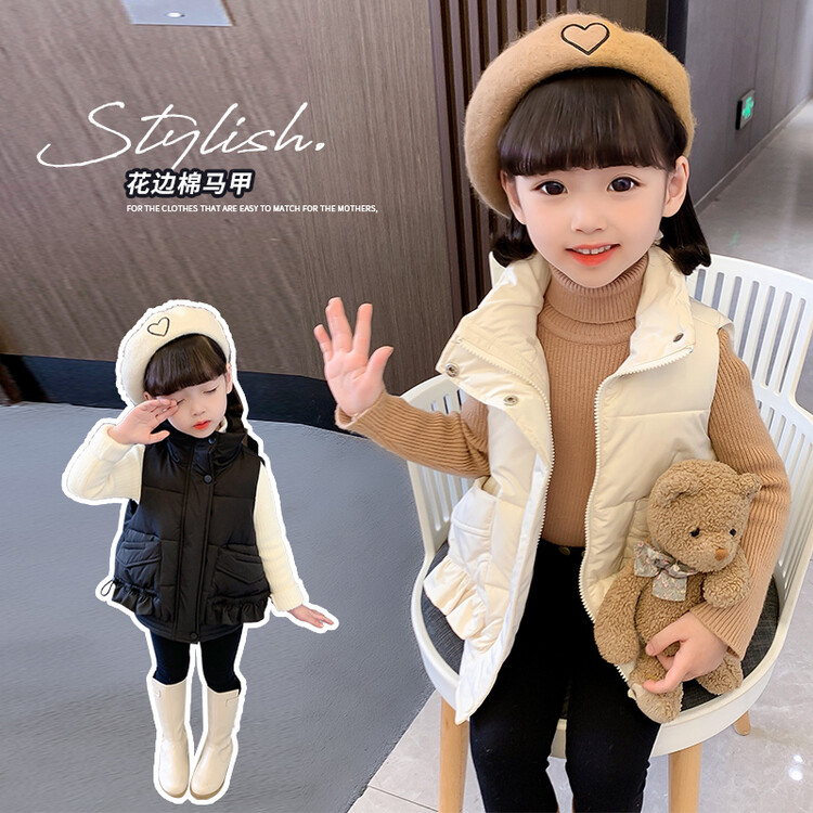 儿童马甲2023新款秋冬洋气女童加厚保暖马夹宝宝背心坎肩外套冬装