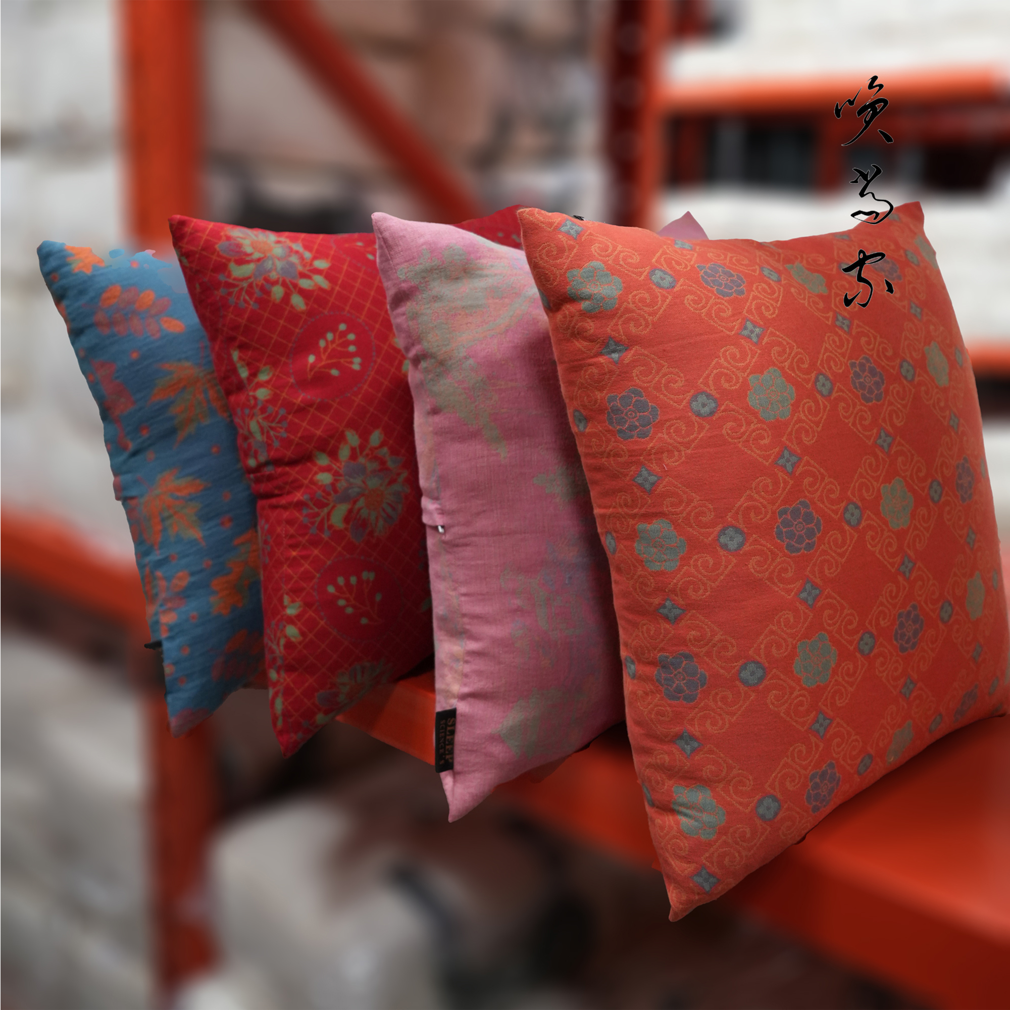 笑当家双层纱抱枕沙发枕新中式中国风方形枕含芯