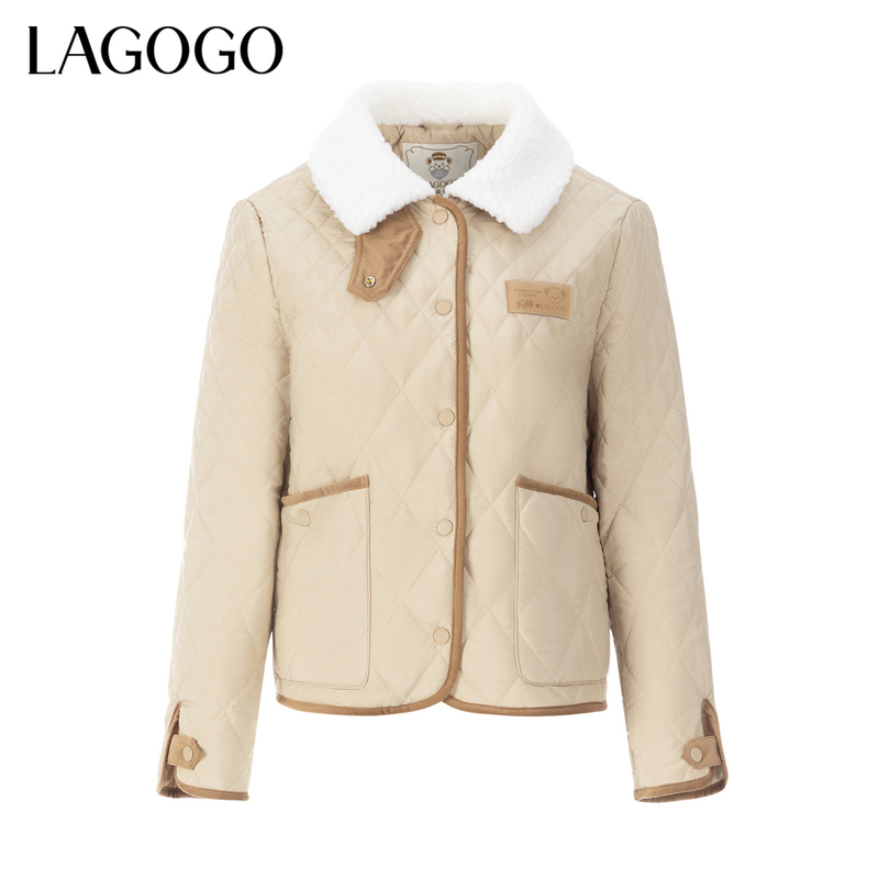 lagogo拉谷谷新款可爱小熊软糯舒适棉衣女MCQQ219C42加绒