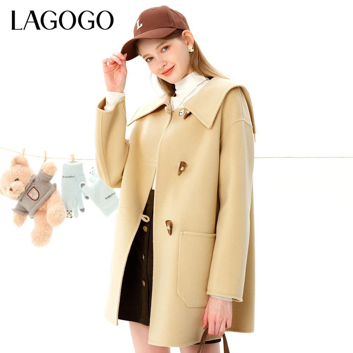 lagogo拉谷谷新款海军领显瘦上班族通勤风女装高级感MCDD43XC61