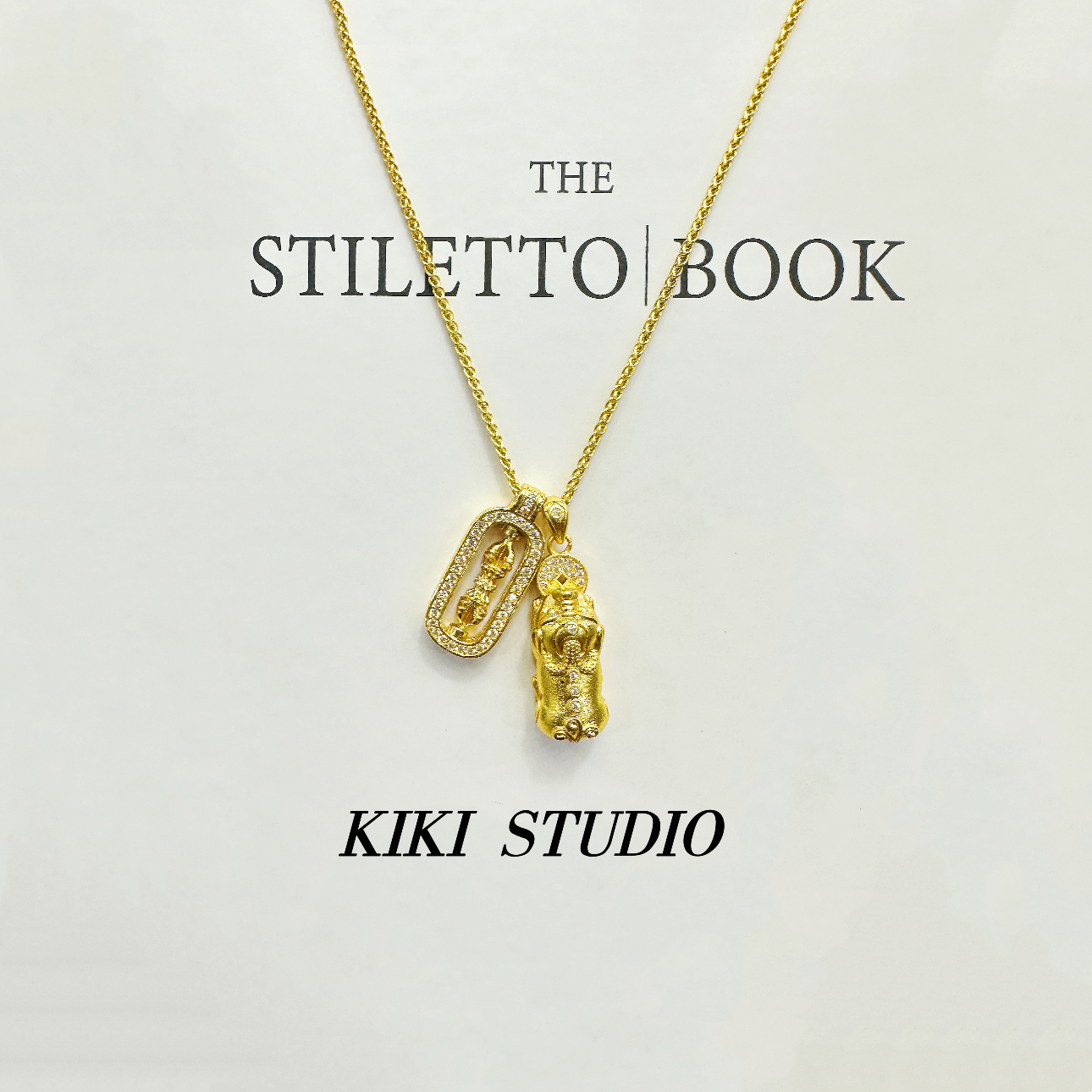 铜合金合成锆石吊坠 新中式国风十字杵貔貅吊坠项链