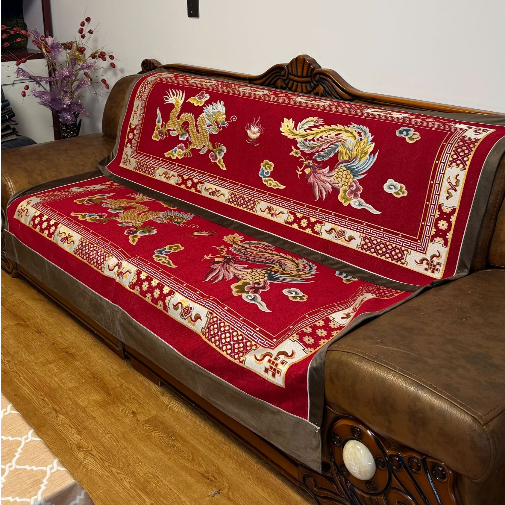 2024新款刺绣藏式防滑藏床垫藏式卡垫 拉萨发货邮政包邮龙凤呈祥