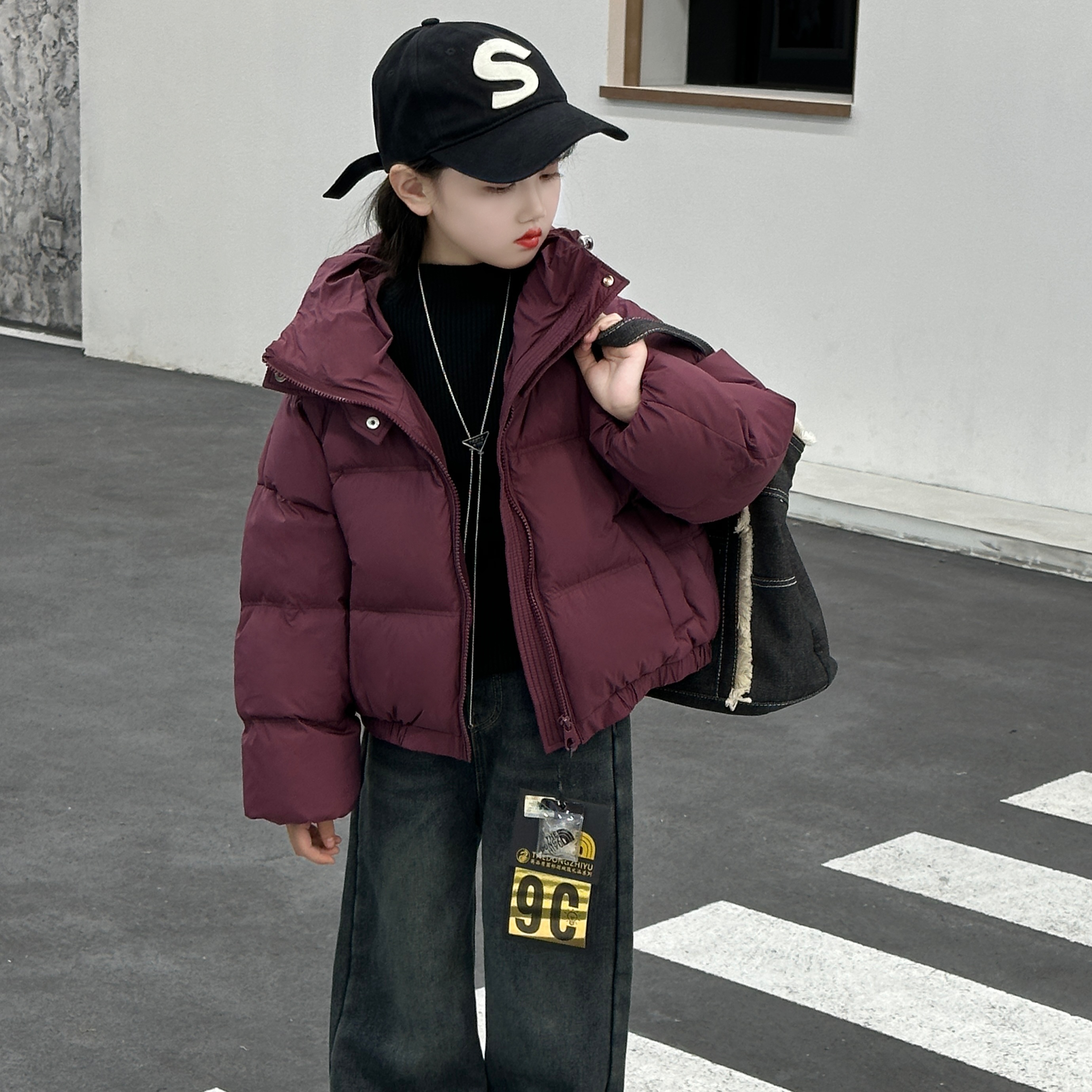 女童短款羽绒服冬季2023新款加厚韩版儿童洋气中大童连帽保暖百搭