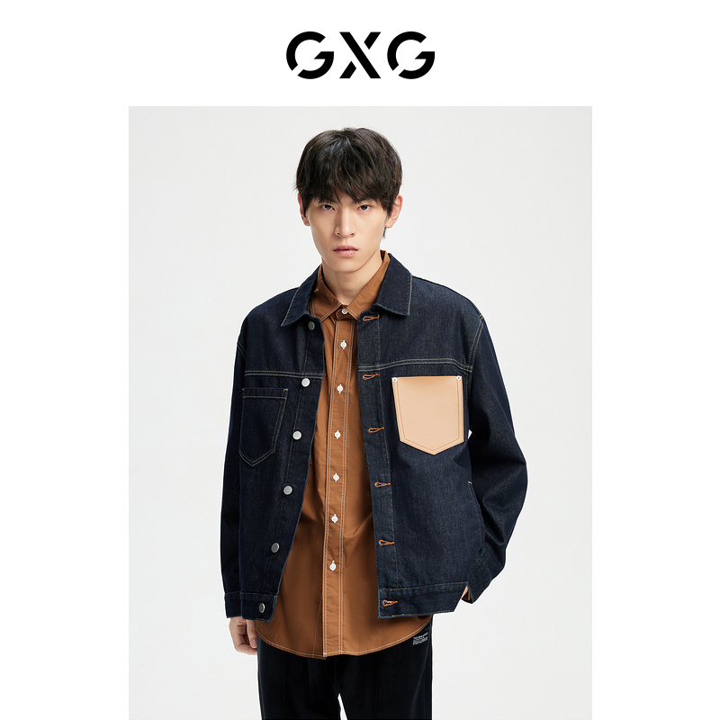 GXG男装 情侣款新品牛仔夹克翻领时尚休闲外套男#GED1E836943