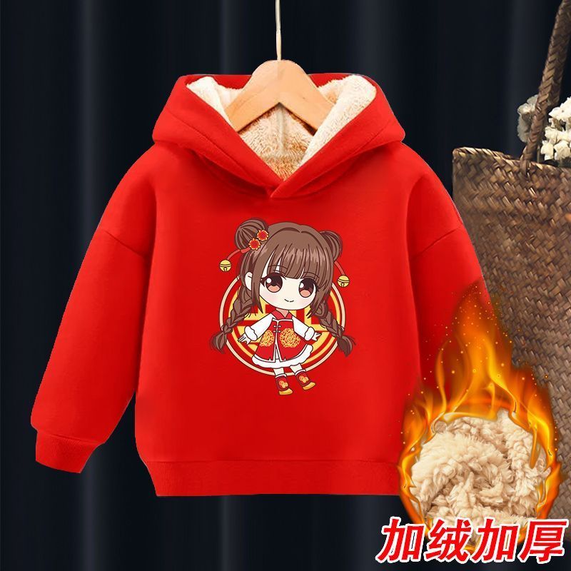 新品巴拉巴拉加绒加厚女童炸街卫衣冬季新款洋气儿童带帽上衣宝宝