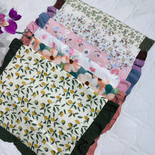 韩式小碎花纯棉成人学生双层加厚枕套一对（只适合荞麦枕）40×63