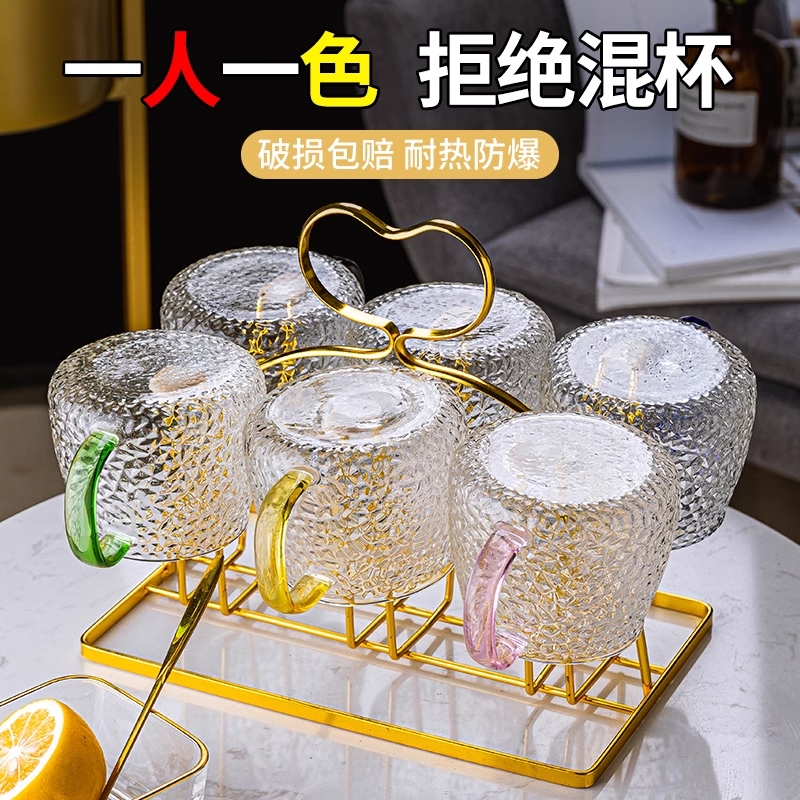 杯子家庭套装水杯家用泡茶杯喝水杯子客厅待客玻璃杯欧式杯子玻璃