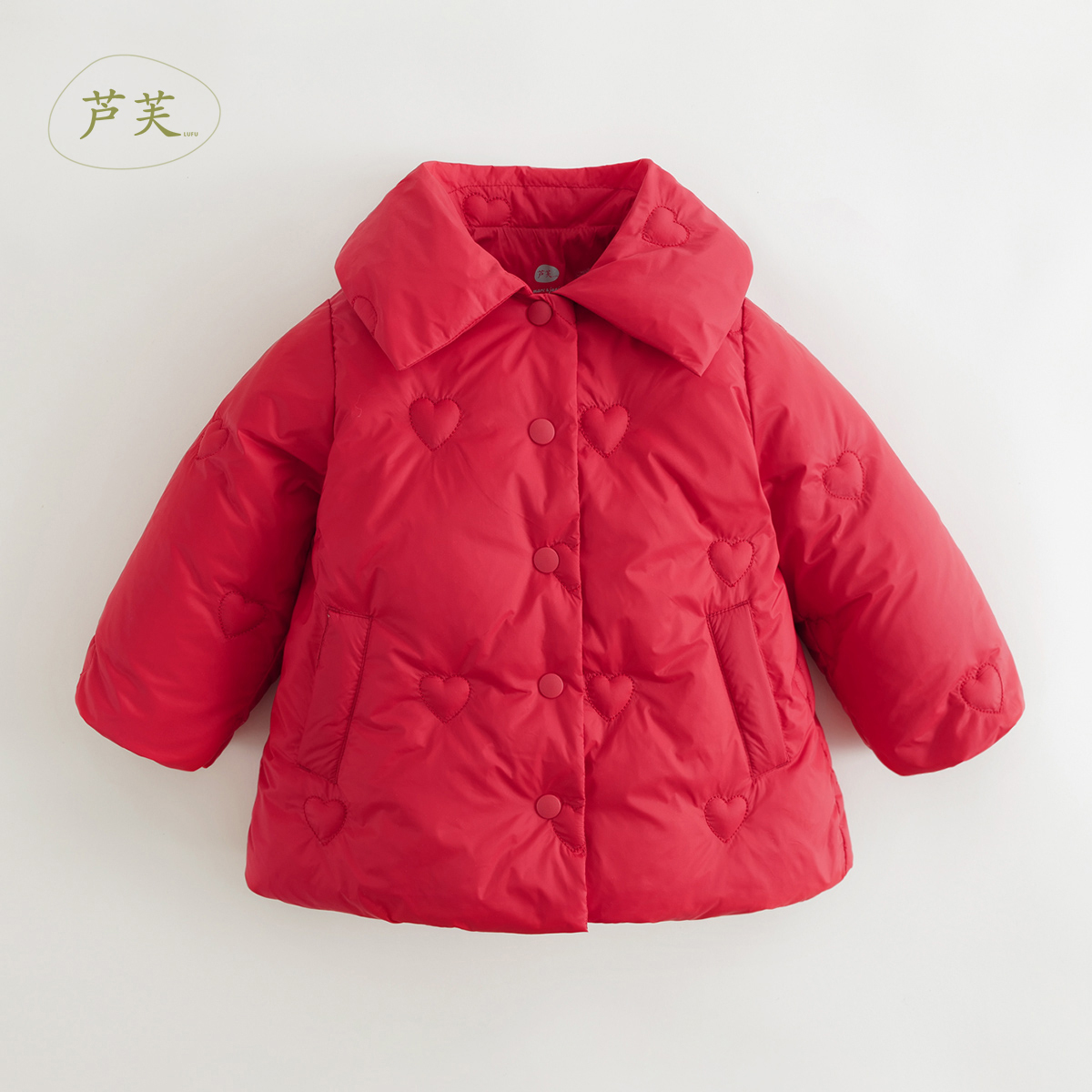 马克珍妮法式女童羽绒服儿童三防中长款翻领羽绒服冬装232027