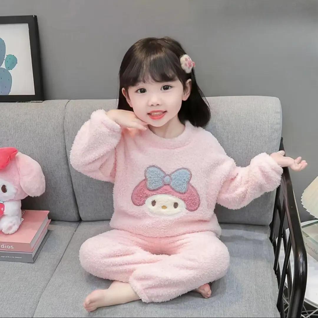 女童加绒加厚睡衣秋冬季女孩宝宝冬天加绒小童冬款儿童亲肤家居服