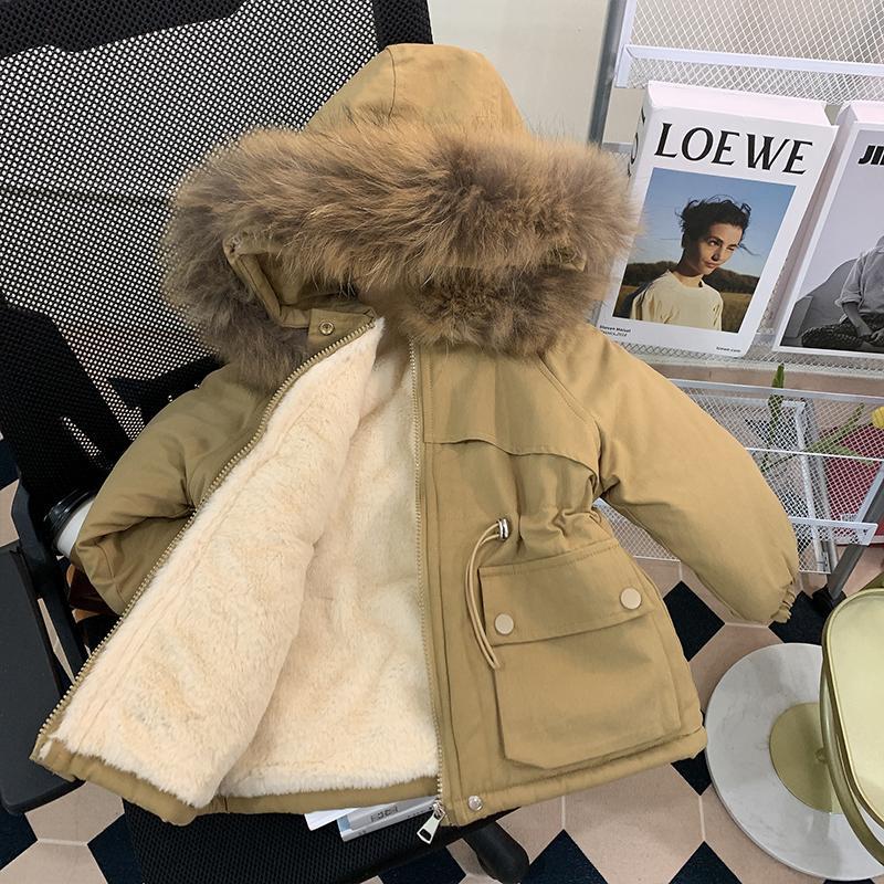 女童外套加绒棉衣冬装洋气女宝宝加厚派克服2023新款儿童棉服棉袄