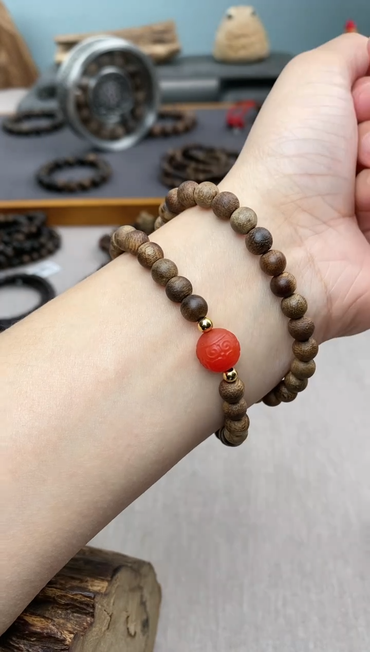 【闪购商品】沉香手串芽庄白棋06两圈＋配饰