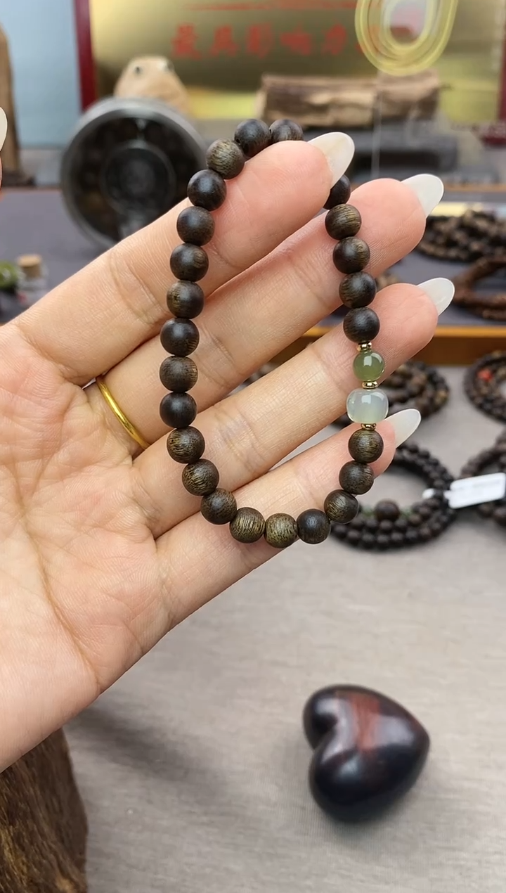 【闪购商品】沉香手串芽庄白棋老料沉水06单圈设计