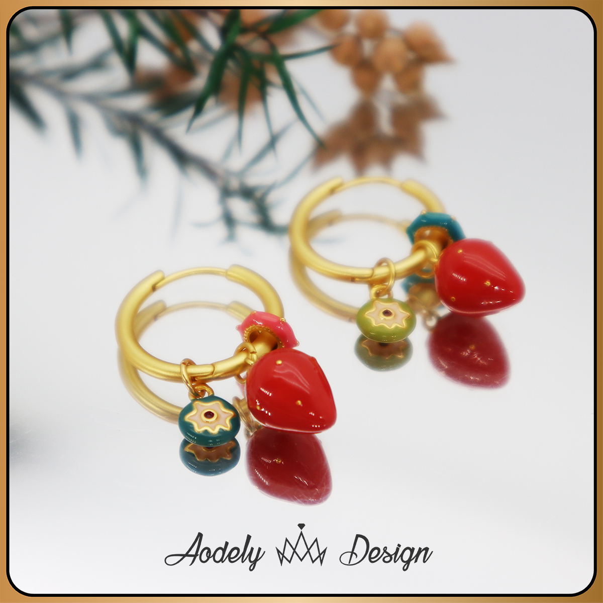  【夏日草莓】国潮新中式烧蓝百搭时尚耳饰R-129