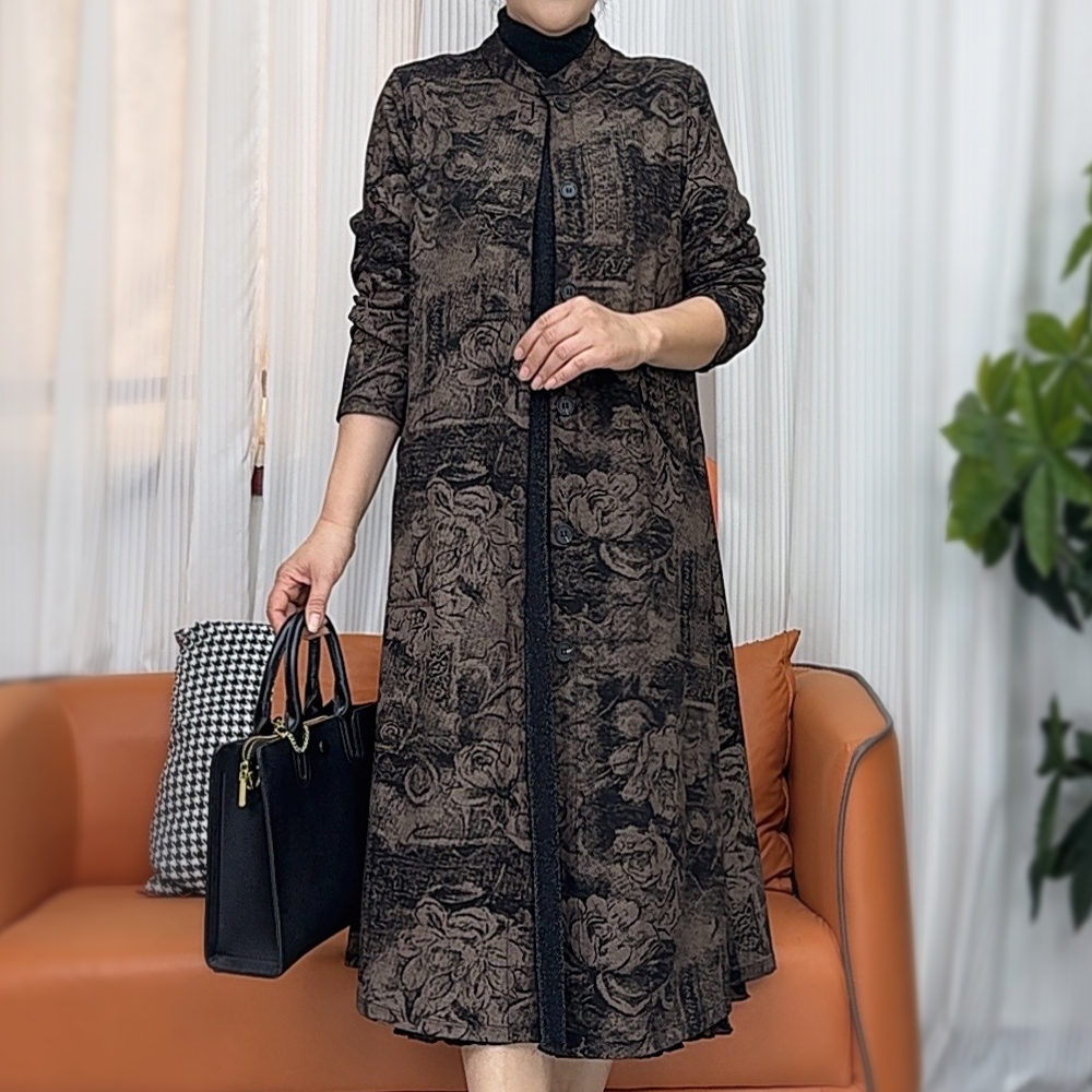 秋季长袖双面穿风衣中长款妈妈装气质复古风外套大码女装