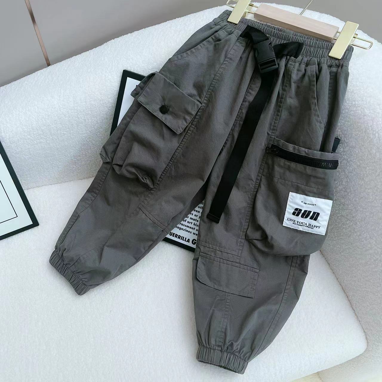 儿童裤子2025春秋装新款男女童春季外穿工装裤男女孩洋气休闲长裤