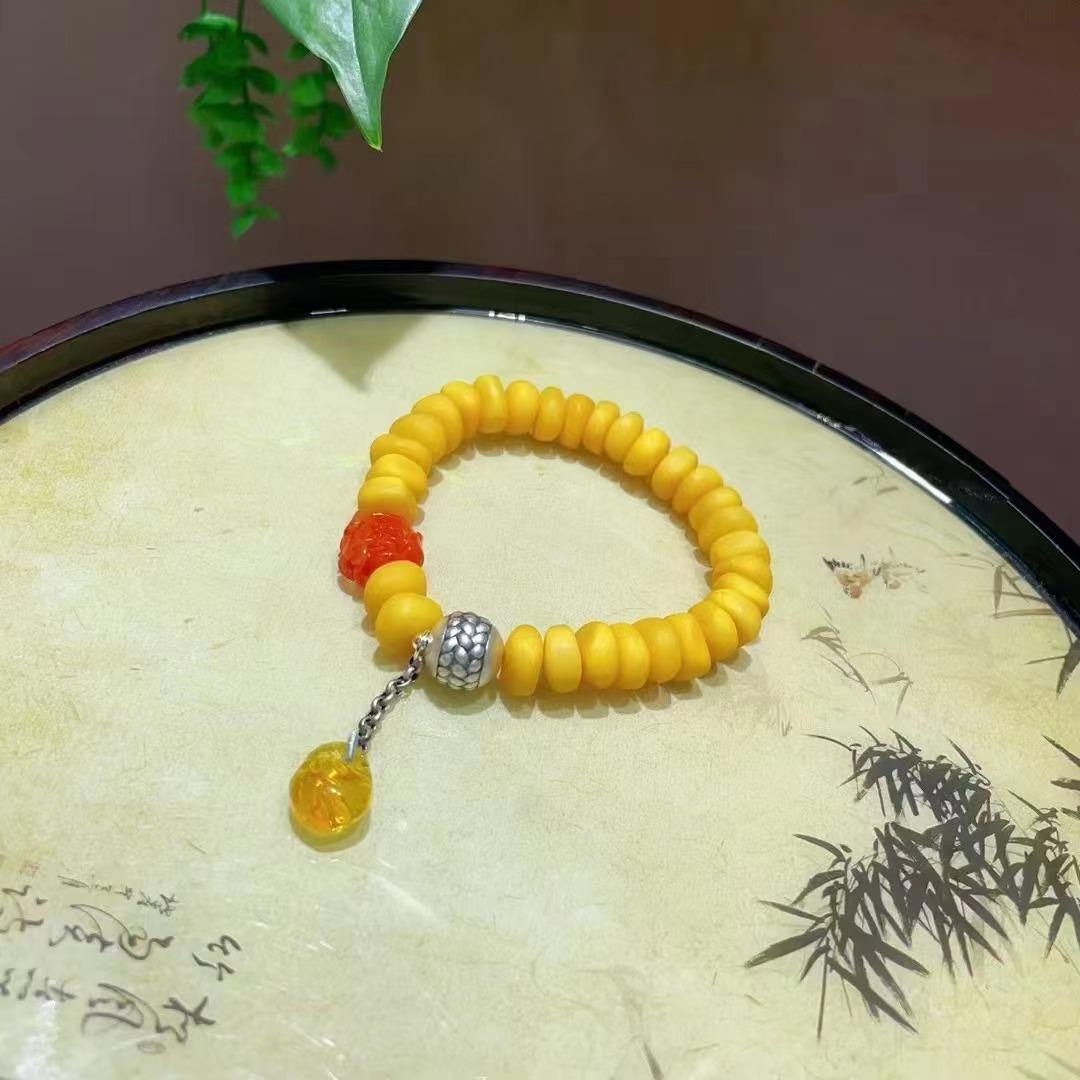 【涵钰臻选】老型天然蜜蜡10.5mm单圈手链