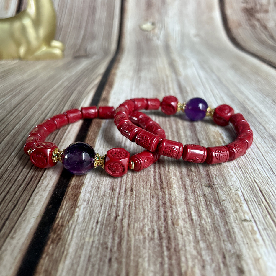 含辰砂工艺品朱砂福字DIY手串（多样性发货发一件）ZS226