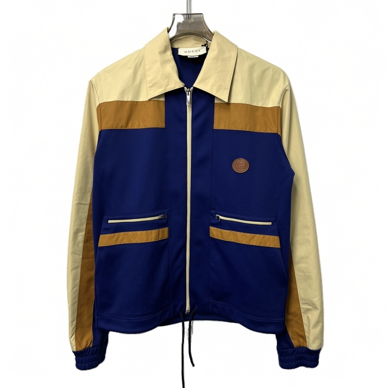99新 GUCCI/古驰 新带吊 徽标Logo拉链拼色休闲夹克 男款   S码 /