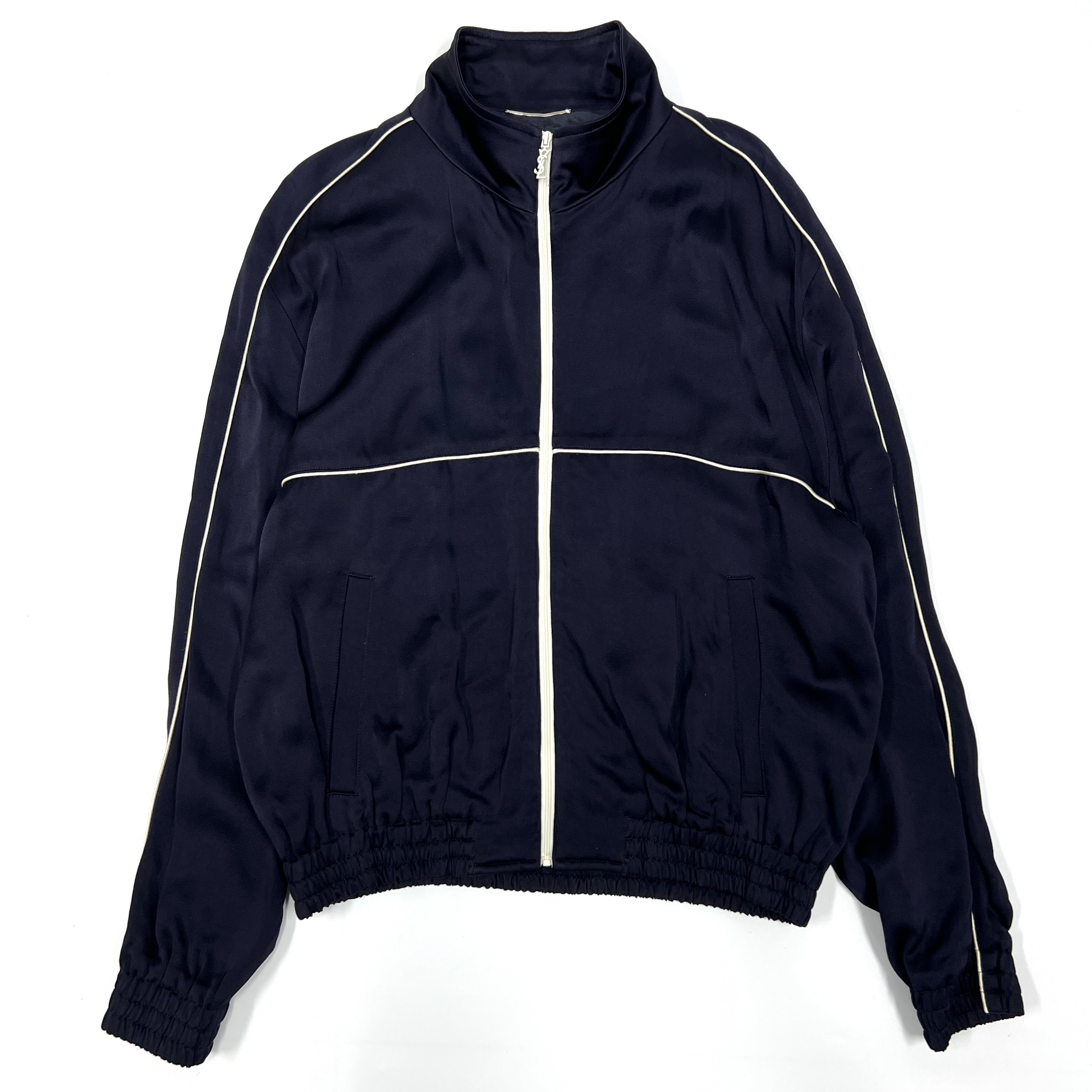 99新 YSL/圣罗兰 SAINT LAURENT 23SS线条拉链宽松夹克外套 54码/