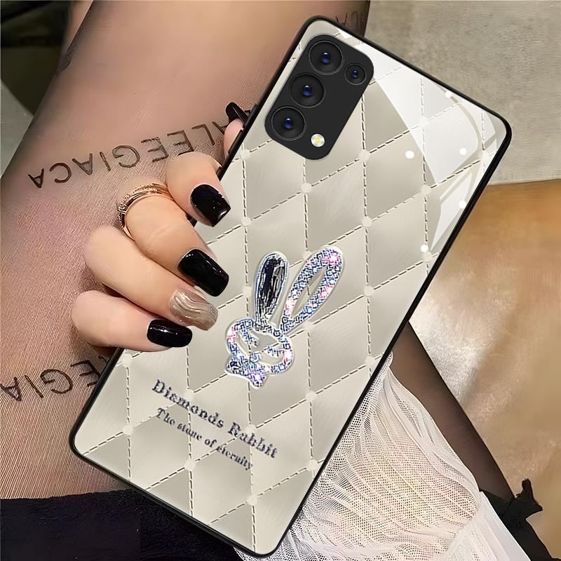 OPPOReno5K手机壳RENO5K玻璃钻石兔潮牌新女款防摔时尚高颜值保护
